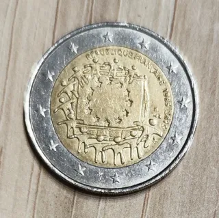 Moneda 2 euros Francia 2015 BANDERA **circulada**