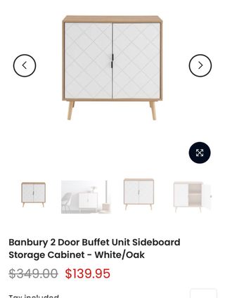 Aparador blanco y natural rombos de pino.