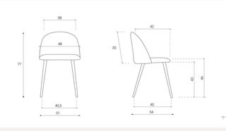 Juego de 2 sillas de comedor terciopelo