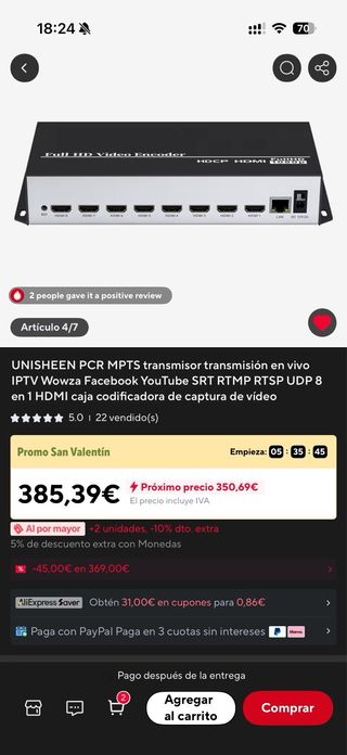 Codificador HDMI Unisheen 8 Puertos 1080p