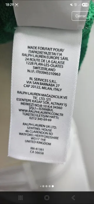Jersey Polo Ralph Lauren Verde Talla XS