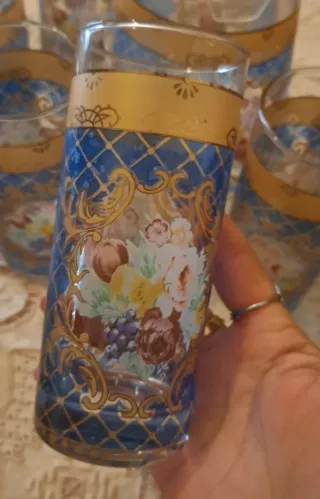 Caraffa con 6 Bicchieri Decorati