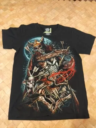 Camiseta Negra Vikingo Calavera Talla XS
