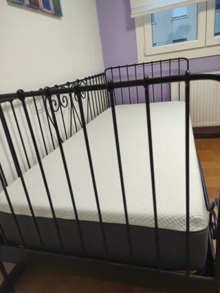 Cama forja 90 + colchón Emma + somier+ mesa estud