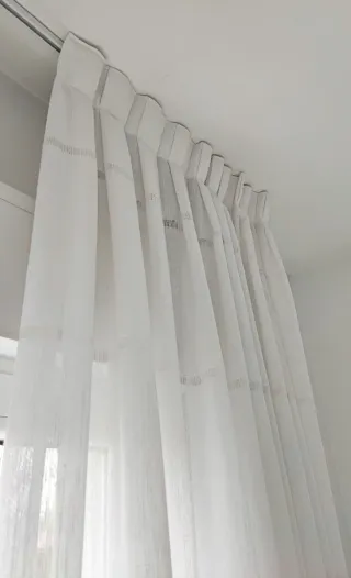 Cortina visillo de lino blanco