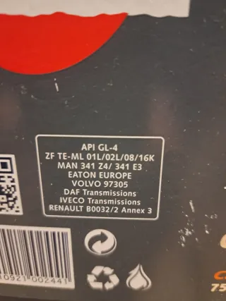 Aceite Repsol Cartago Cajas FE LD 75W80 20L