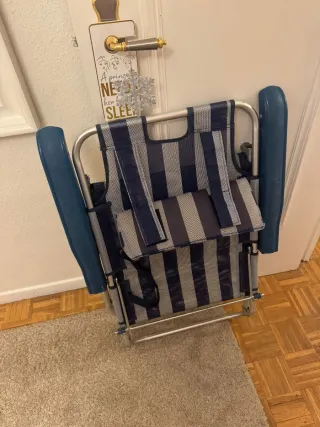 Tumbona Plegable Playa Azul y Plata