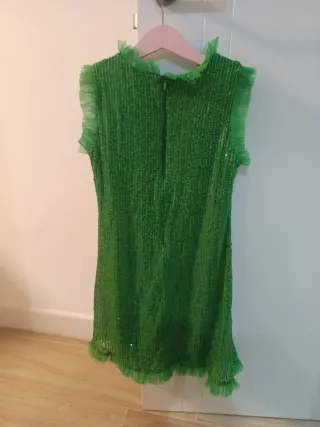 Vestido lentejuelas verde talla 8