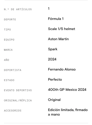 Casco Fernando Alonso firmado a mano