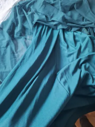 Vestido largo estilo griego verde azulado