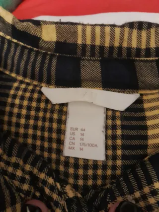 Camisa estilosa cuadros amarillo y azul lentejuela