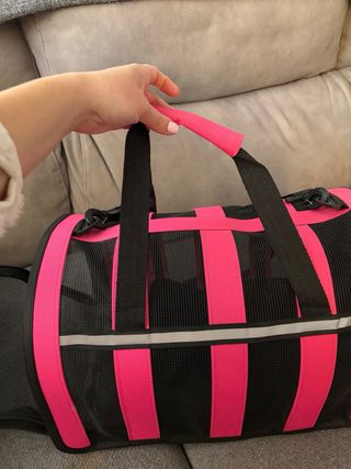 Transportín Malla Perro/Gato Rosa y Negro