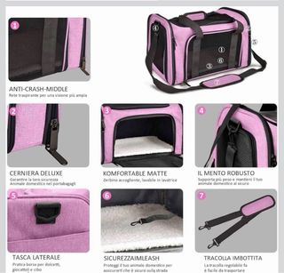 Transportín Malla Perro/Gato Rosa y Negro