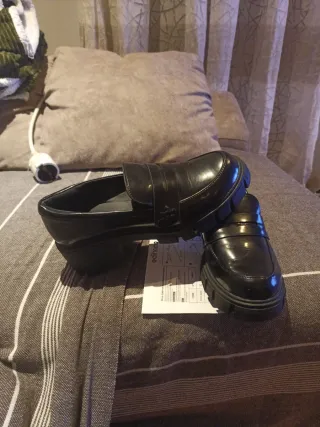 Mocasines plataforma negros talla 38