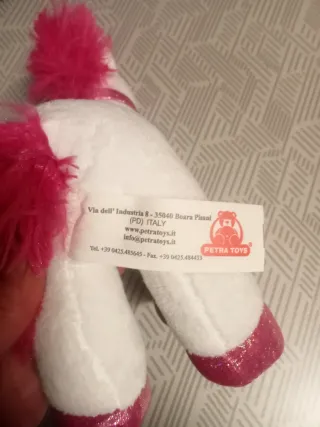 Peluche unicorno bianco e rosa
