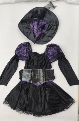 Disfraz Bruja Talla Única Negro/Morado