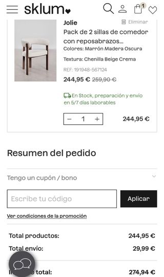 2 Sillas Sklum NUEVAS