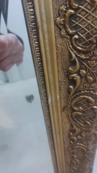 Espejo antiguo octogonal dorado