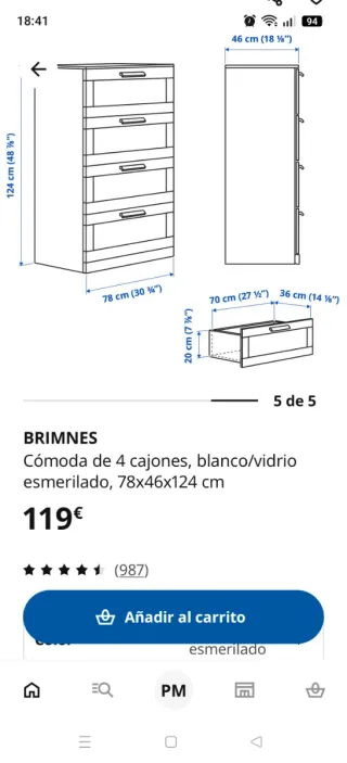 Cómoda 4 cajones Brimnes blanca Ikea