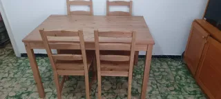 Conjunto comedor madera 4 sillas