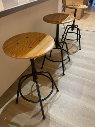 4 Taburetes regulables madera y metal