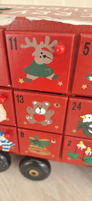 Calendario Adviento Navidad Camión Madera