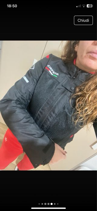 Giacca moto Acerbis donna nera/rossa