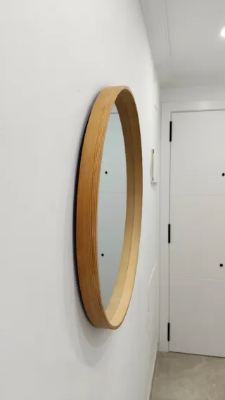 Espejo Redondo Madera y Cristal