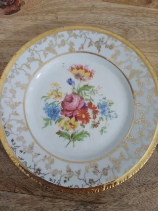 2 Platos Porcelana Santa Clara Dorados