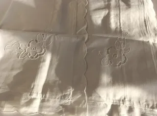 Lenzuola matrimoniali vintage ricamate misto lino