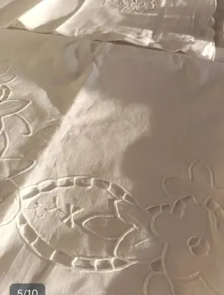 Lenzuola matrimoniali vintage ricamate misto lino