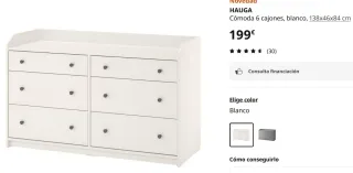 Cómoda 6 cajones HAUGA Ikea blanca