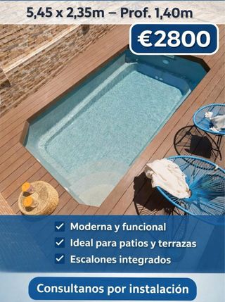 Piscina de poliéster 5,45m x 2,35m