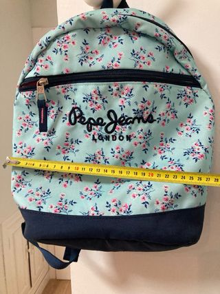 Mochila Pepe Jeans flores azul y rosa