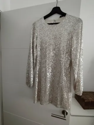 Vestido lentejuelas dorado y plateado