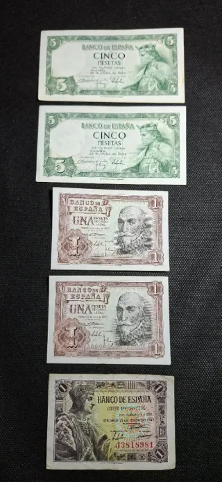 Lote de 5 billetes antiguos