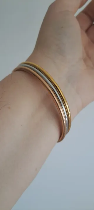 Set 3 Pulseras Finas color Oro, oro Rosa y Plata