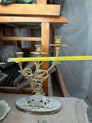 Candelabros de bronce con pie de marmol