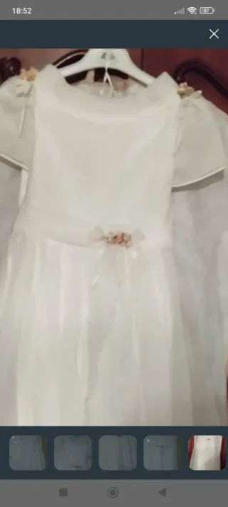 Vestido de Comunión Blanco hielo para niña bajita