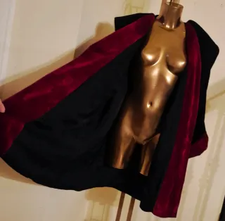 Cappotto Lana e Mohair Nero/Rosso Tg. 42