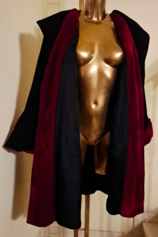 Cappotto Lana e Mohair Nero/Rosso Tg. 42