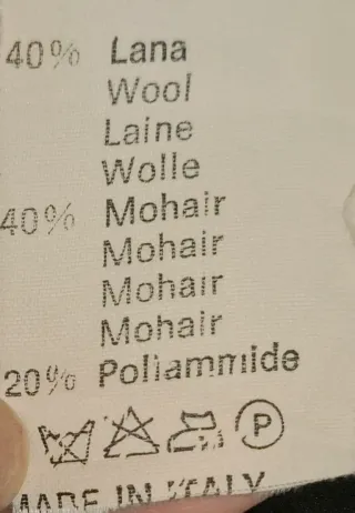 Cappotto Lana e Mohair Nero/Rosso Tg. 42