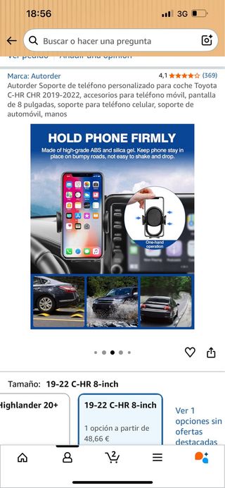 Soporte Teléfono Coche Toyota C-HR (Nuevo)