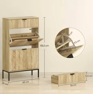 Zapatero Roble Estrecho 60x24x105.5 cm