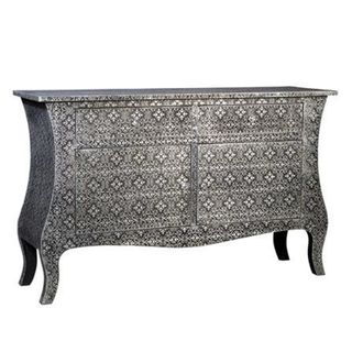 Cómoda madera mango chapa aluminio labrada