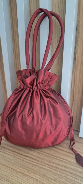 Bolso Limosnera Bordado Flores color burdeos