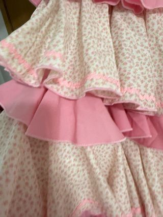 Vestido Flamenca Niña Flores Rosas piqué