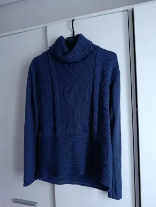 Jersey cuello alto azul talla única