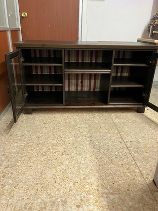 Mueble TV madera y cristal