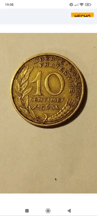 2 Monedas 10 Céntimos Francia 1963
